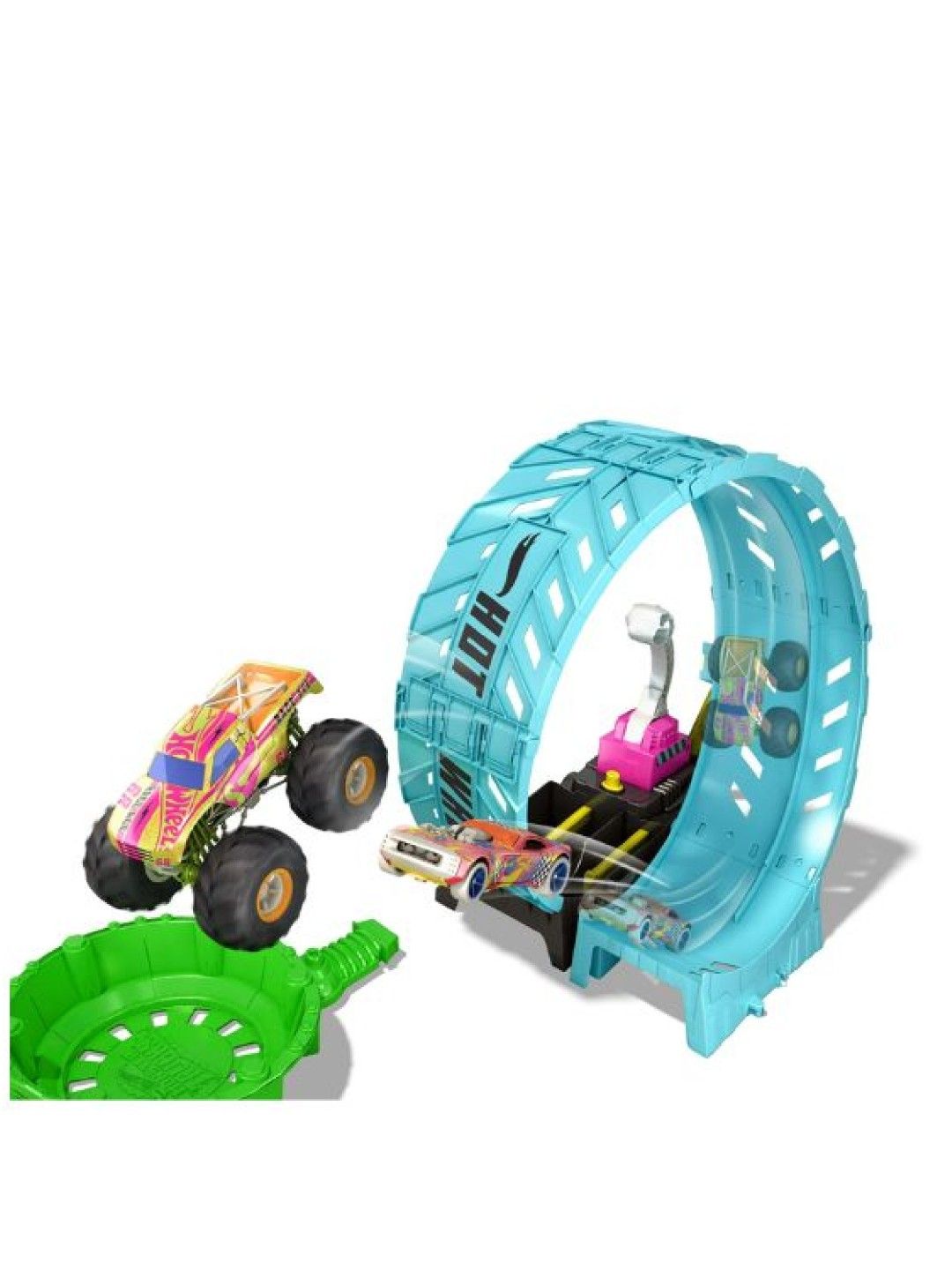 Hot Wheels Monster Trucks Glow In the Dark Epic Loop Challenge Playset With 2 Vehicles (No Color- Image 2)
