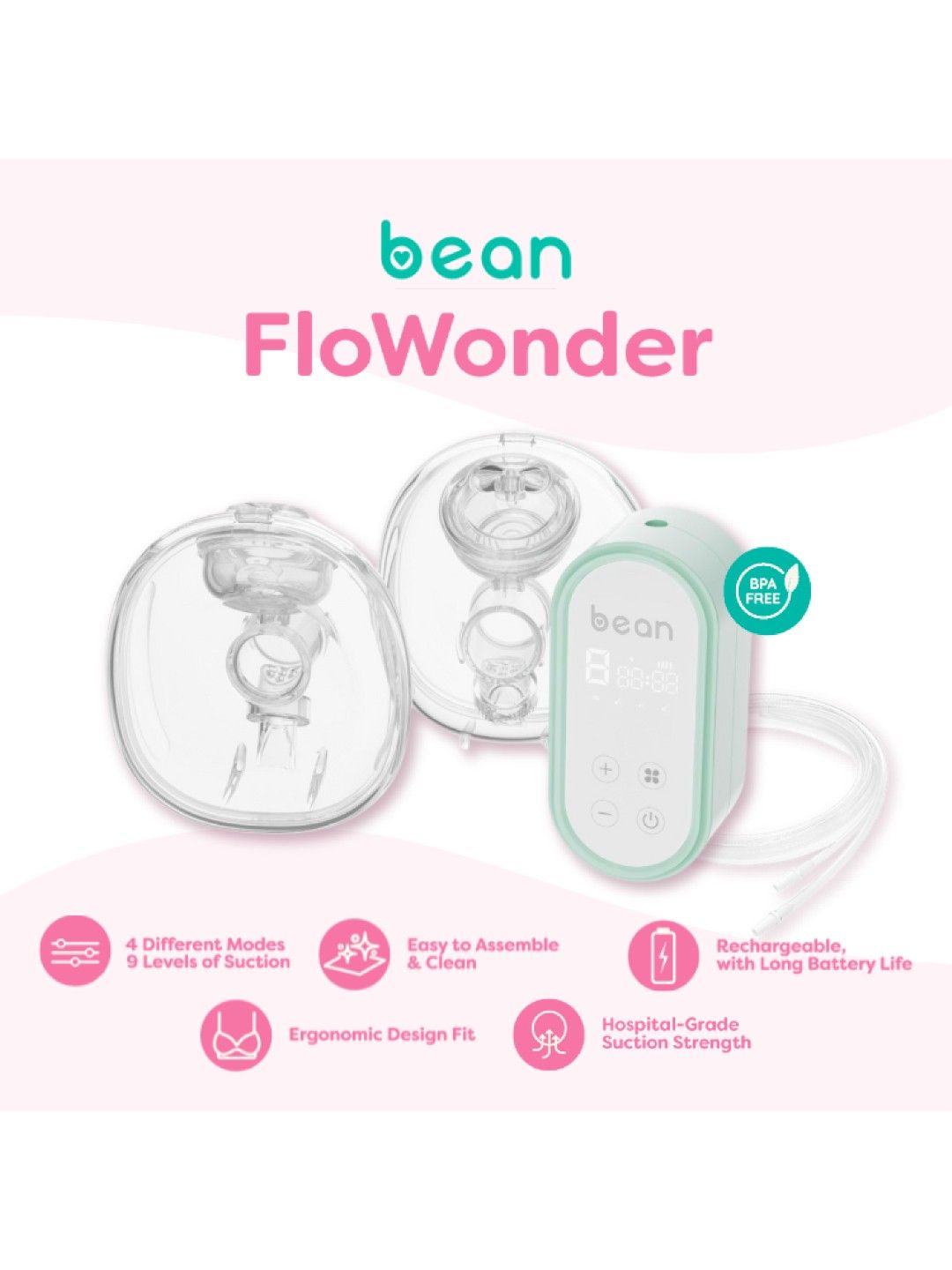 bean FloWonder Double Electric Breast Pump + Breastmilk Storage Bags (No Color- Image 2)