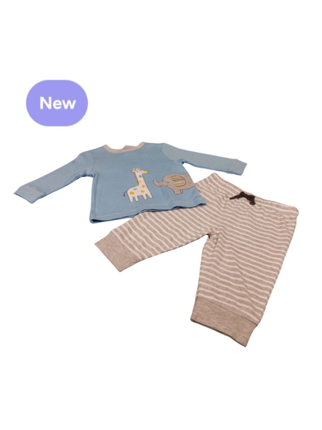 Cottonkind 2 pcs Pajama Set - Giraffe & Elephant (No Color- Image 2)