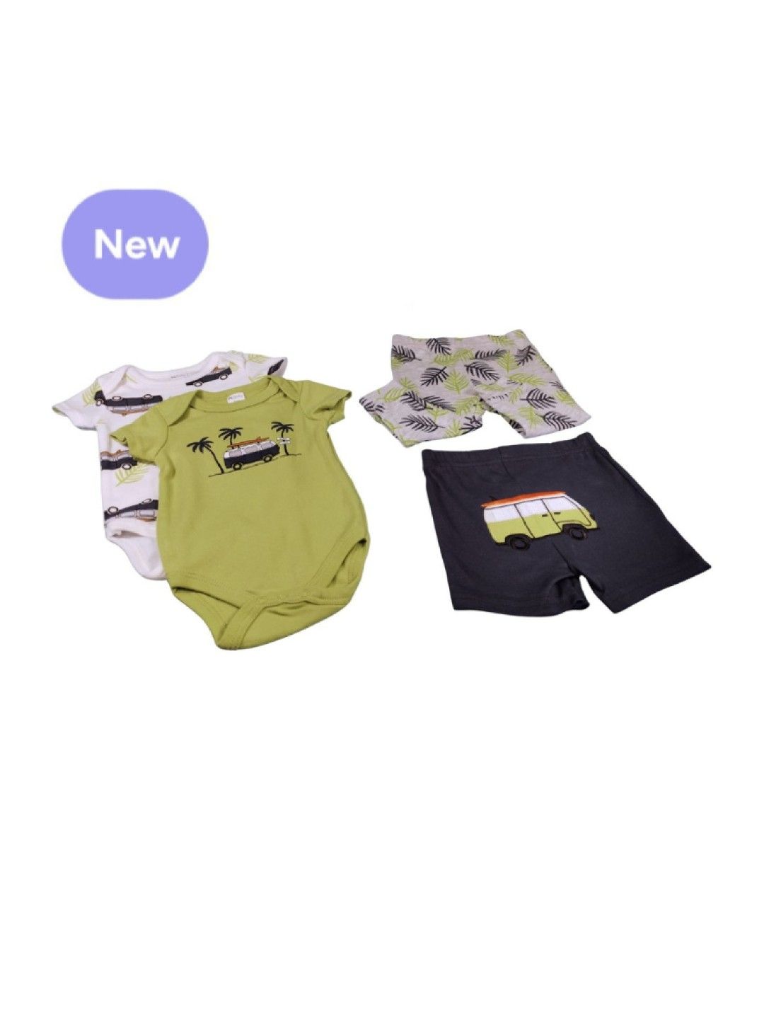 Cottonkind 4 pcs Onesie, Shirt, Shorts and Pants Set - Surf Van (No Color- Image 2)