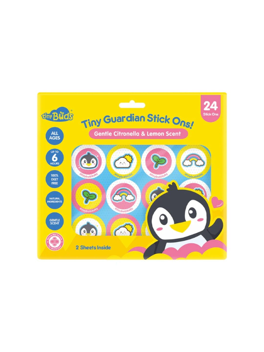Tiny Buds Tiny Guardian Stick Ons Gentle Citronella & Lemon Scent 24s | Gone Away Patches (No Color- Image 2)