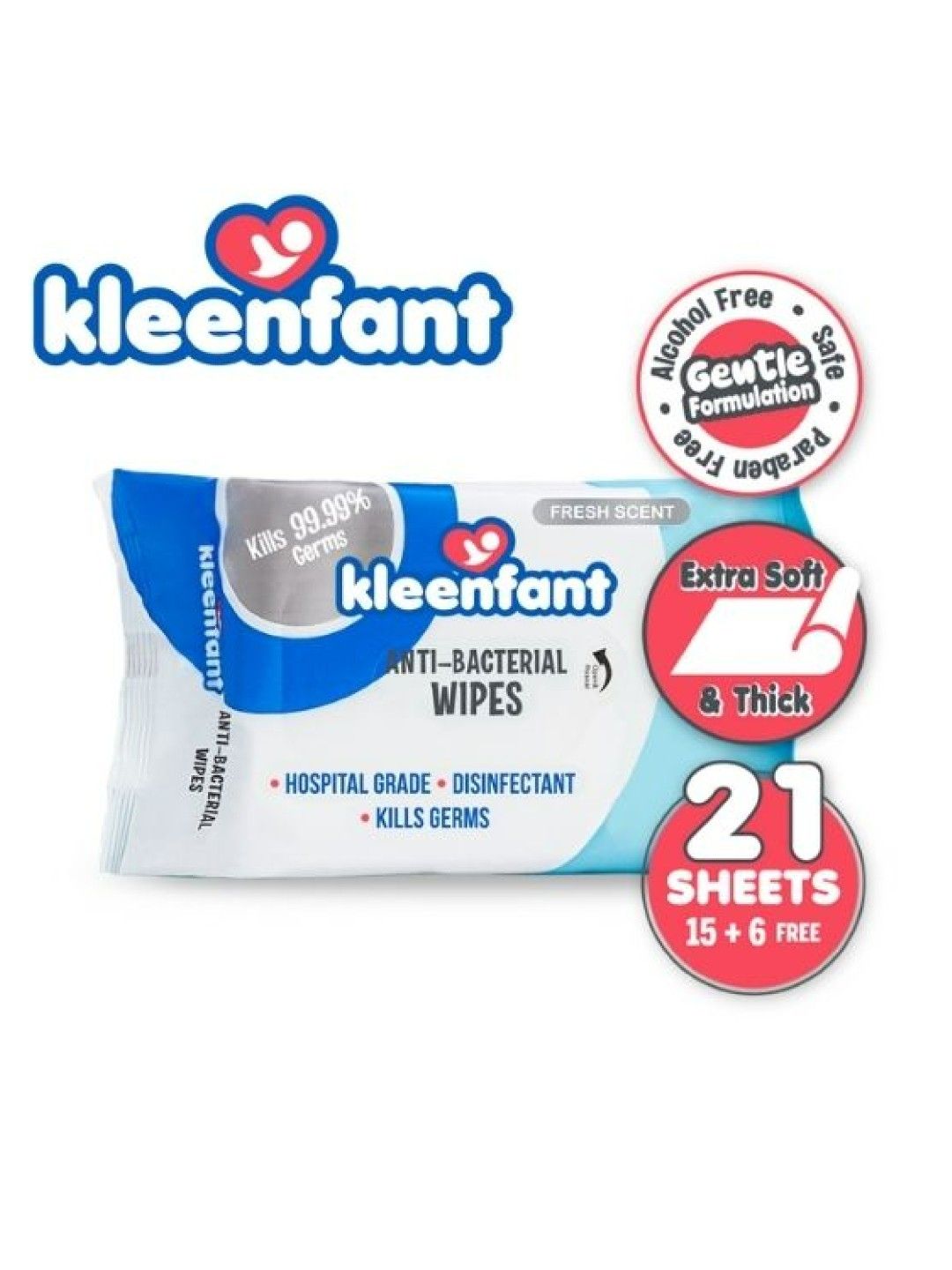 Kleenfant Fresh Scent Antibacterial Wipes (21s) (No Color- Image 2)