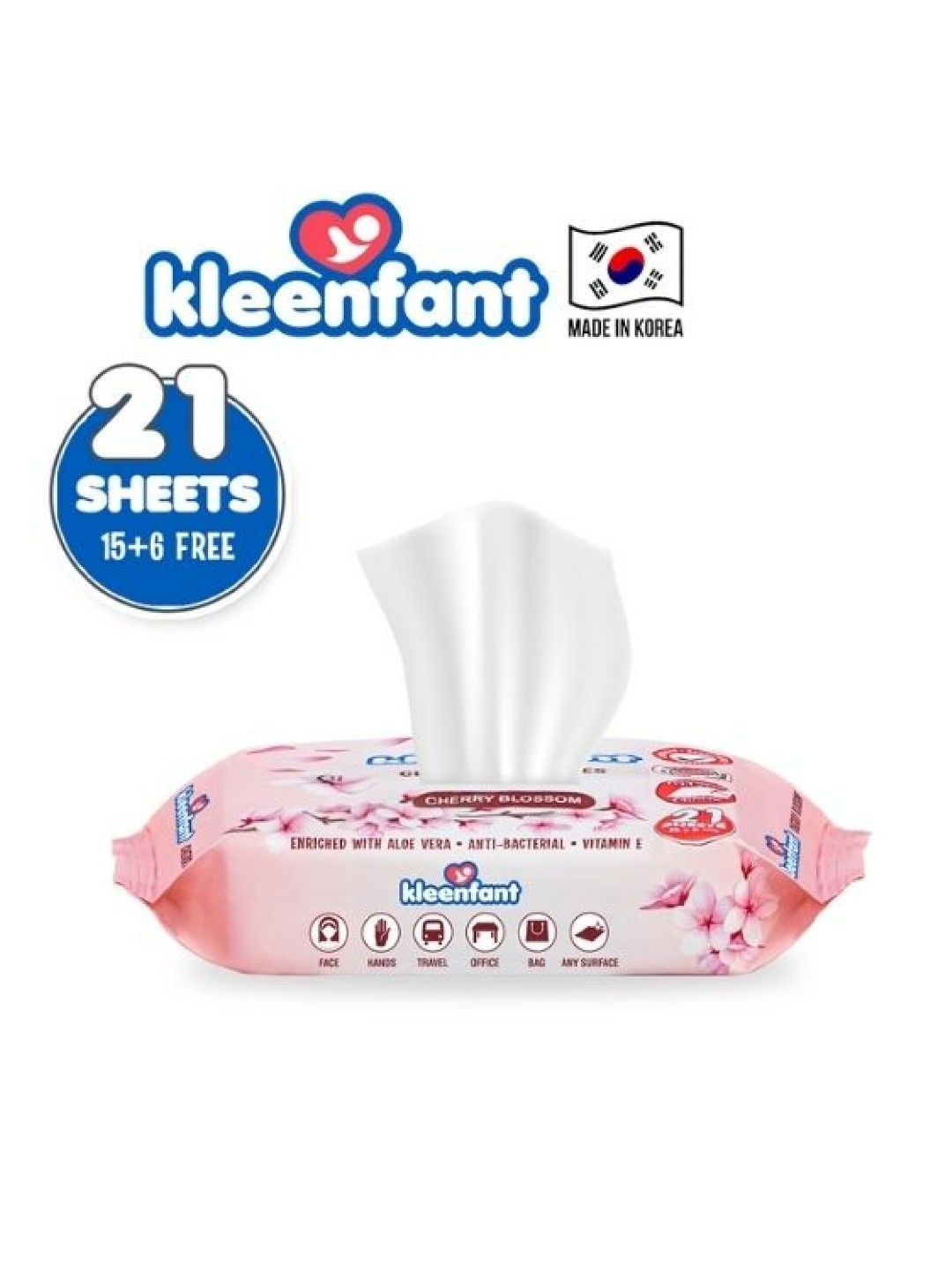 Kleenfant Cherry Blossom Cleansing Wipes (21s) (No Color- Image 3)