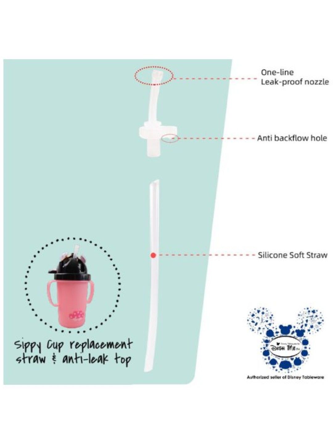 Dish Me PH Replacement Straw & Leak-proof Nozzle + Sealing Ring (3D Stainless Sippy Cups) (No Color- Image 2)