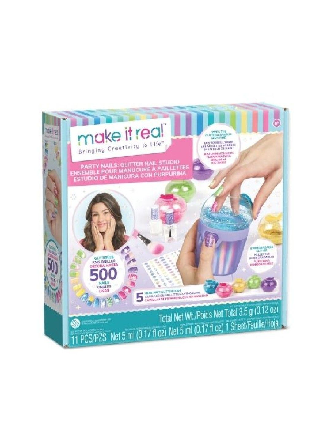 Make It Real Party Nails Glitter Design (No Color- Image 3)