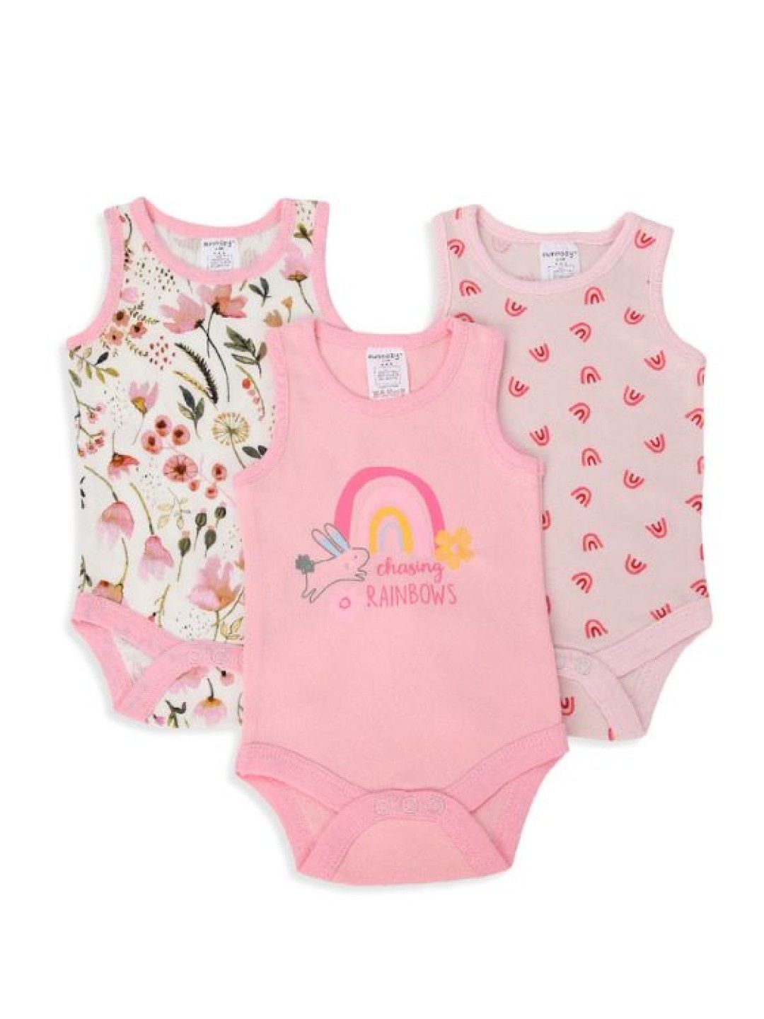 Cottonkind Florals 3-Piece Set Onesie (Multicolor- Image 1)