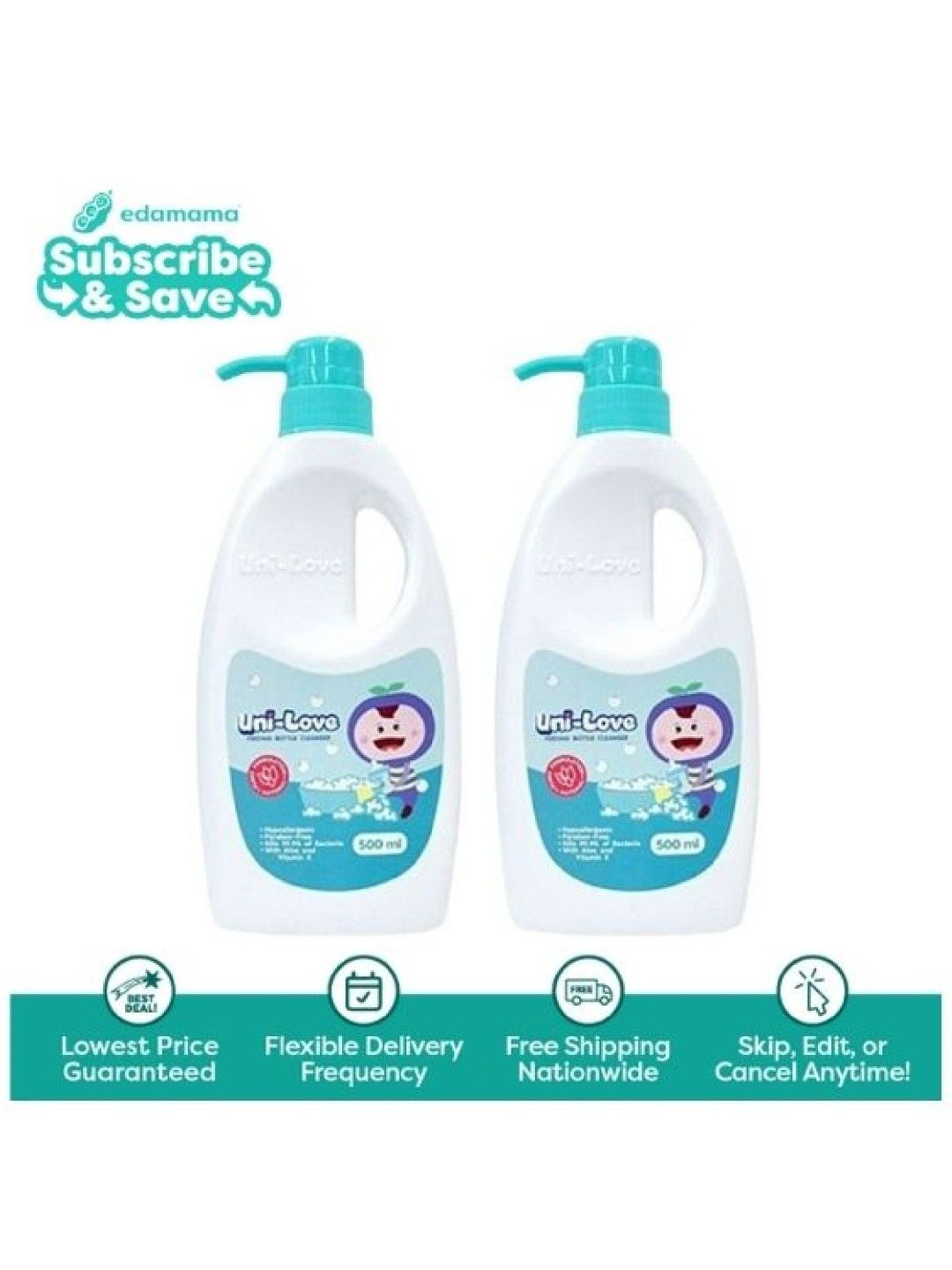 Unilove Baby Bottle Cleanser 500ml (Bottle Pump) (2Pack