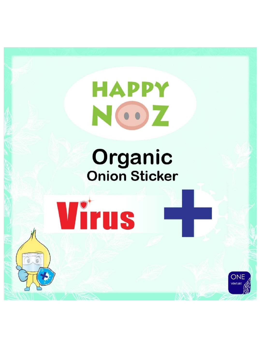 Happy Noz Organic Onion Sticker Virus + (Teal- Image 2)