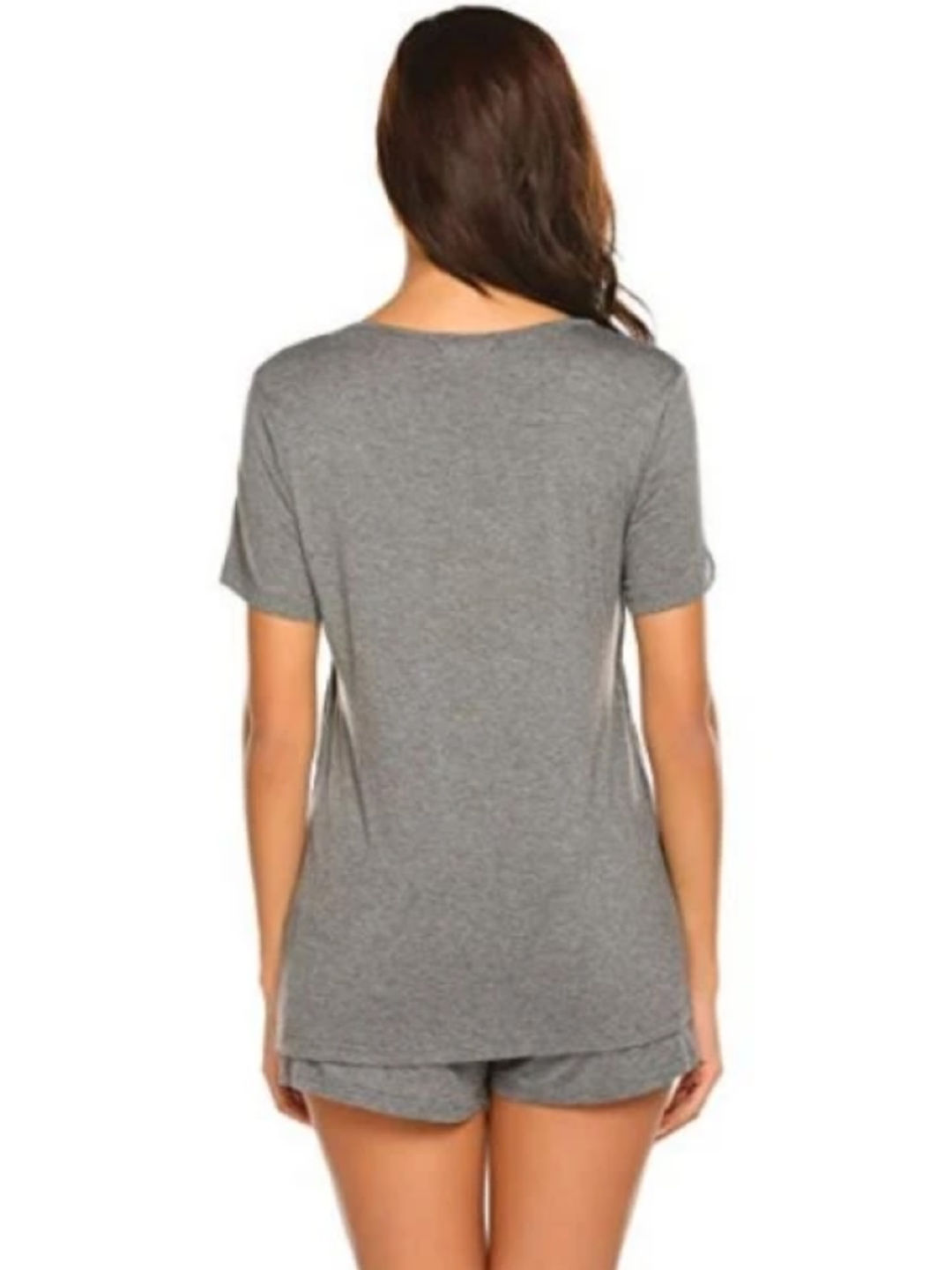 Linen & Homes Angel Nursing Friendly Lounge Wear Set (T-Shirt + Shorts) (Grey- Image 3)