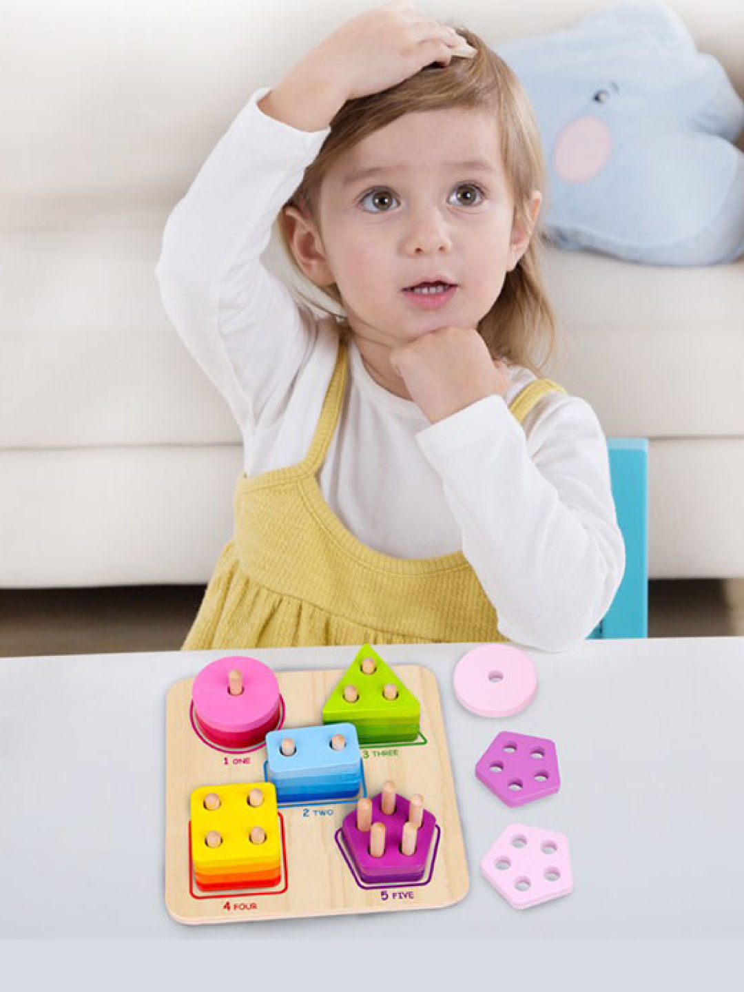Tooky Toy Geometric Block Sorter Educational Toy (No Color- Image 4)