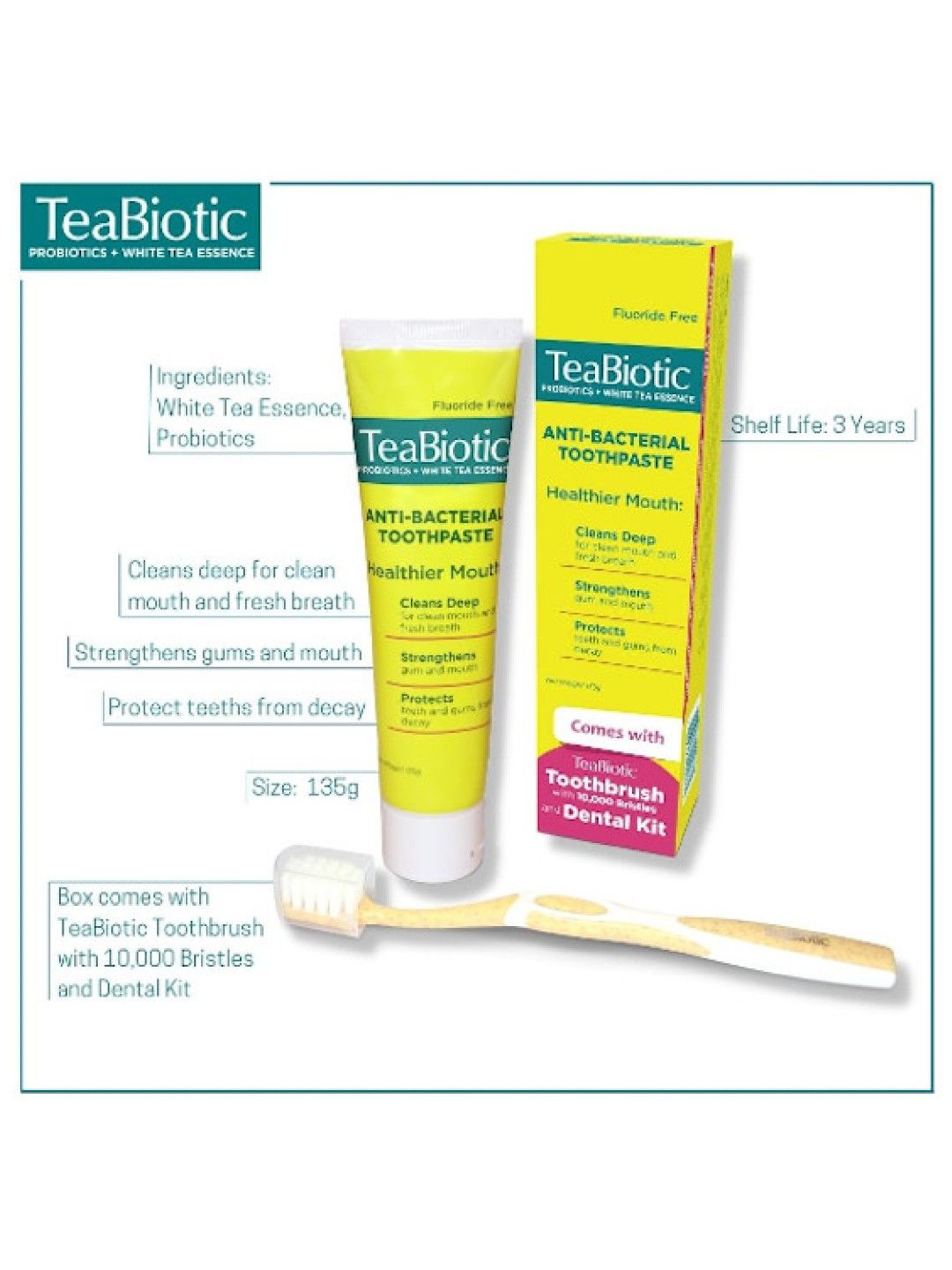 TeaBiotic Anti-bacterial Toothpaste (135g) (No Color- Image 3)