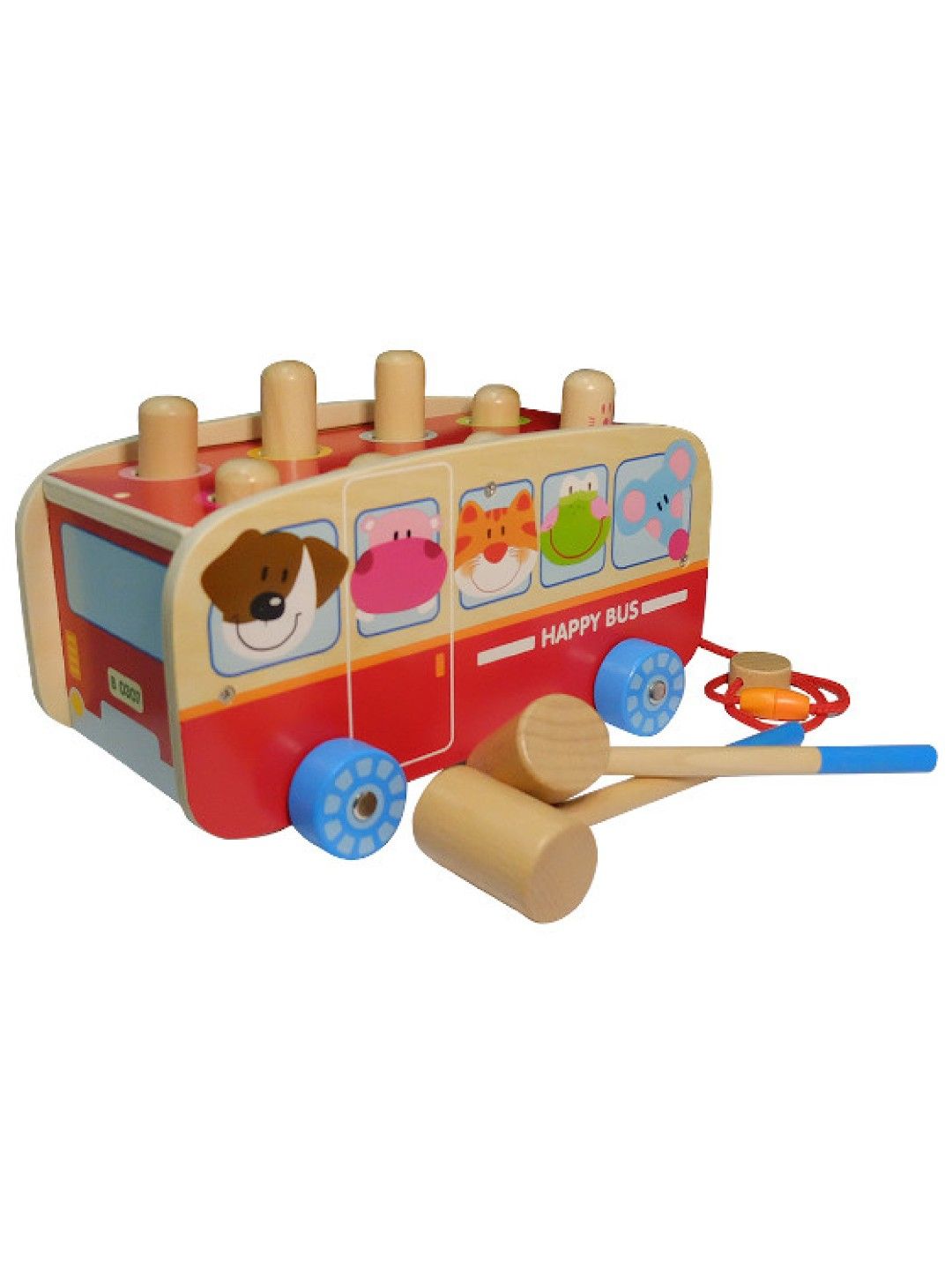 Boby Wooden Animal Pounding Bus (No Color- Image 2)