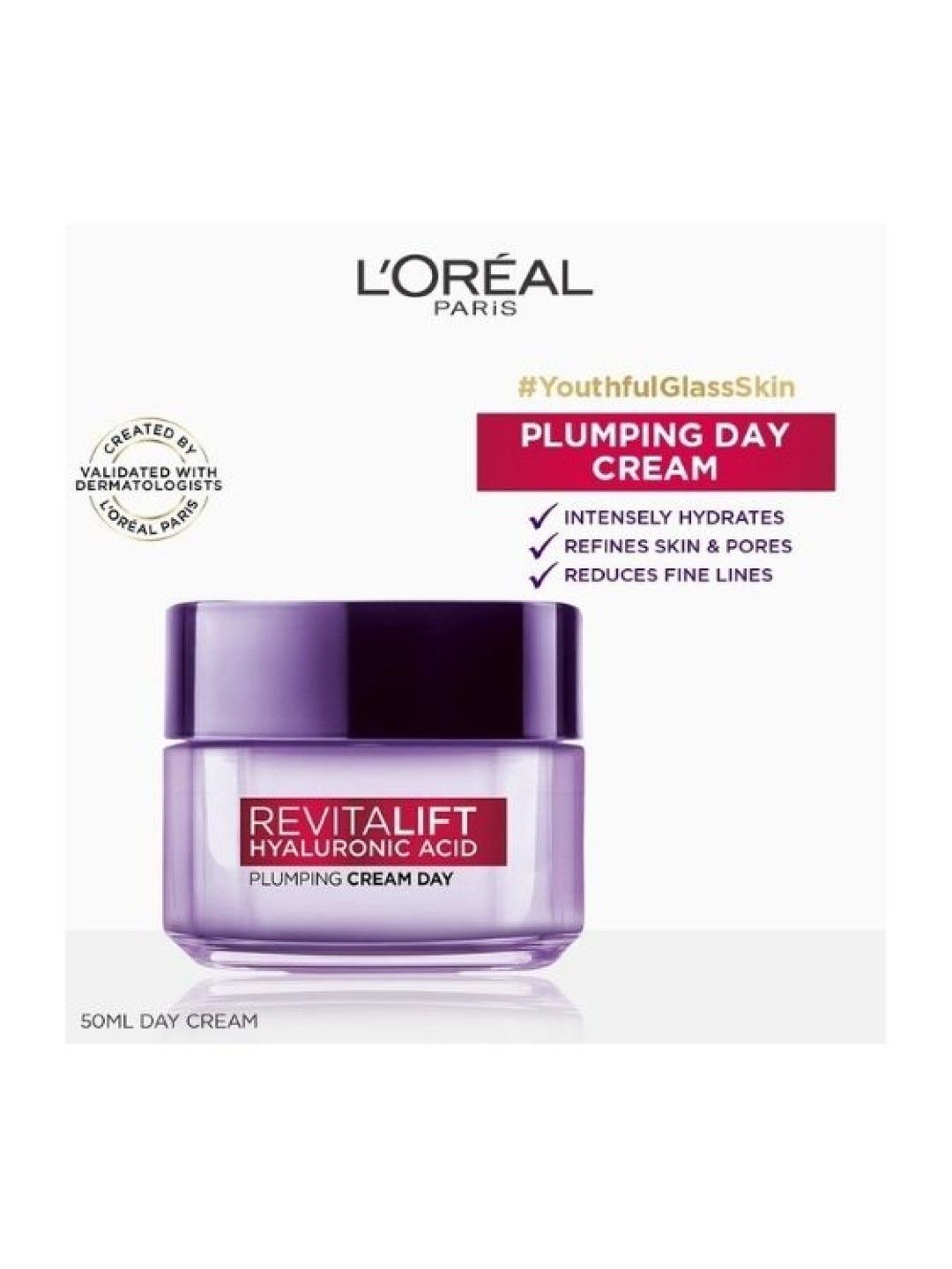 L'Oreal Paris Hyaluronic Acid Plumping Day Cream (15ml) (No Color- Image 2)