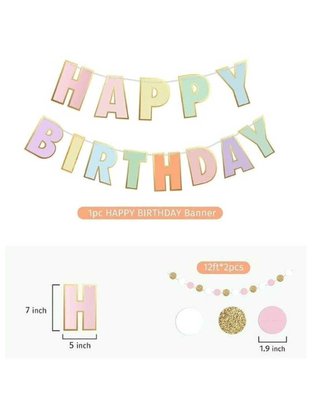 Party-Doh Pastel Happy Birthday Banner Decoration Kit (No Color- Image 2)