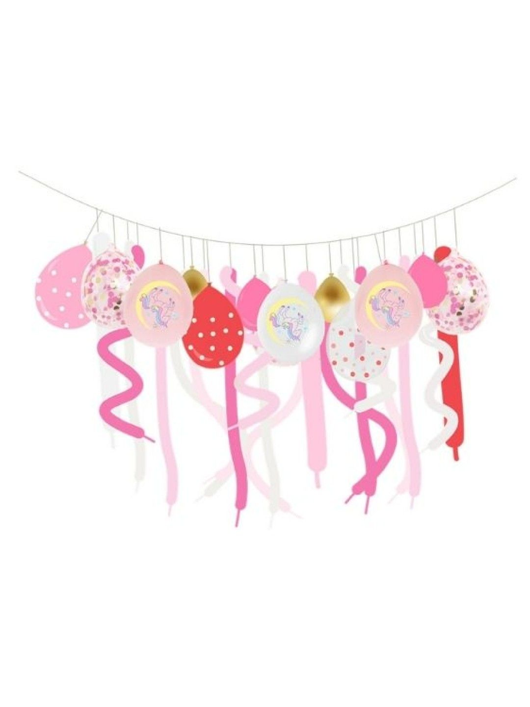 Party-Doh Unicorn Theme Banner and Hanging Balloons (No Color- Image 2)