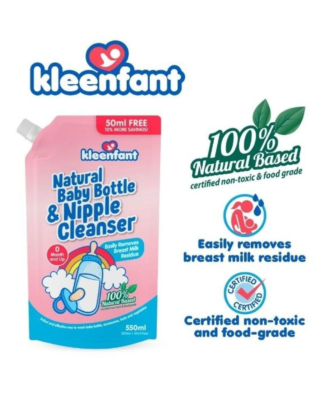 Kleenfant Natural Baby Bottle and Nipple Cleanser (550ml) (No Color- Image 2)