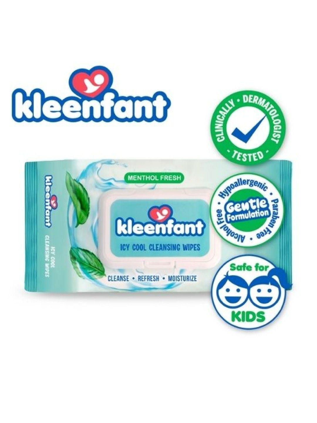 Kleenfant Menthol Fresh Icy Cool Cleansing Wipes (95 Sheets) Pack of 3 (No Color- Image 2)