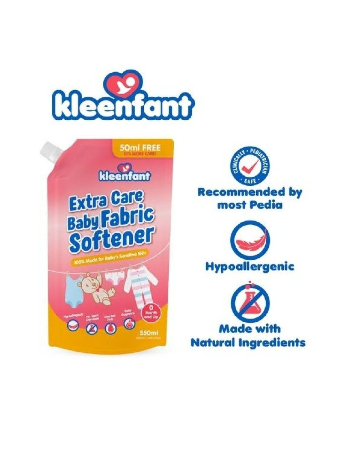 Kleenfant Extra Care Baby Fabric Softener Refill Pack (550ml) Pack of 2 (No Color- Image 2)