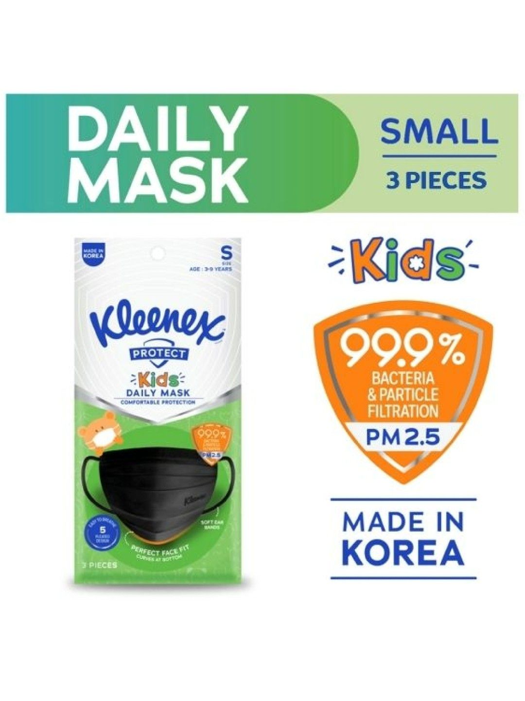 Kleenex Protect Kids Daily Face Mask Small (3 masks) (No Color- Image 2)