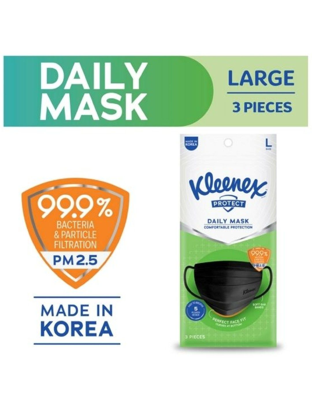 Kleenex Protect Daily Mask Face Large (3 masks) (No Color- Image 2)