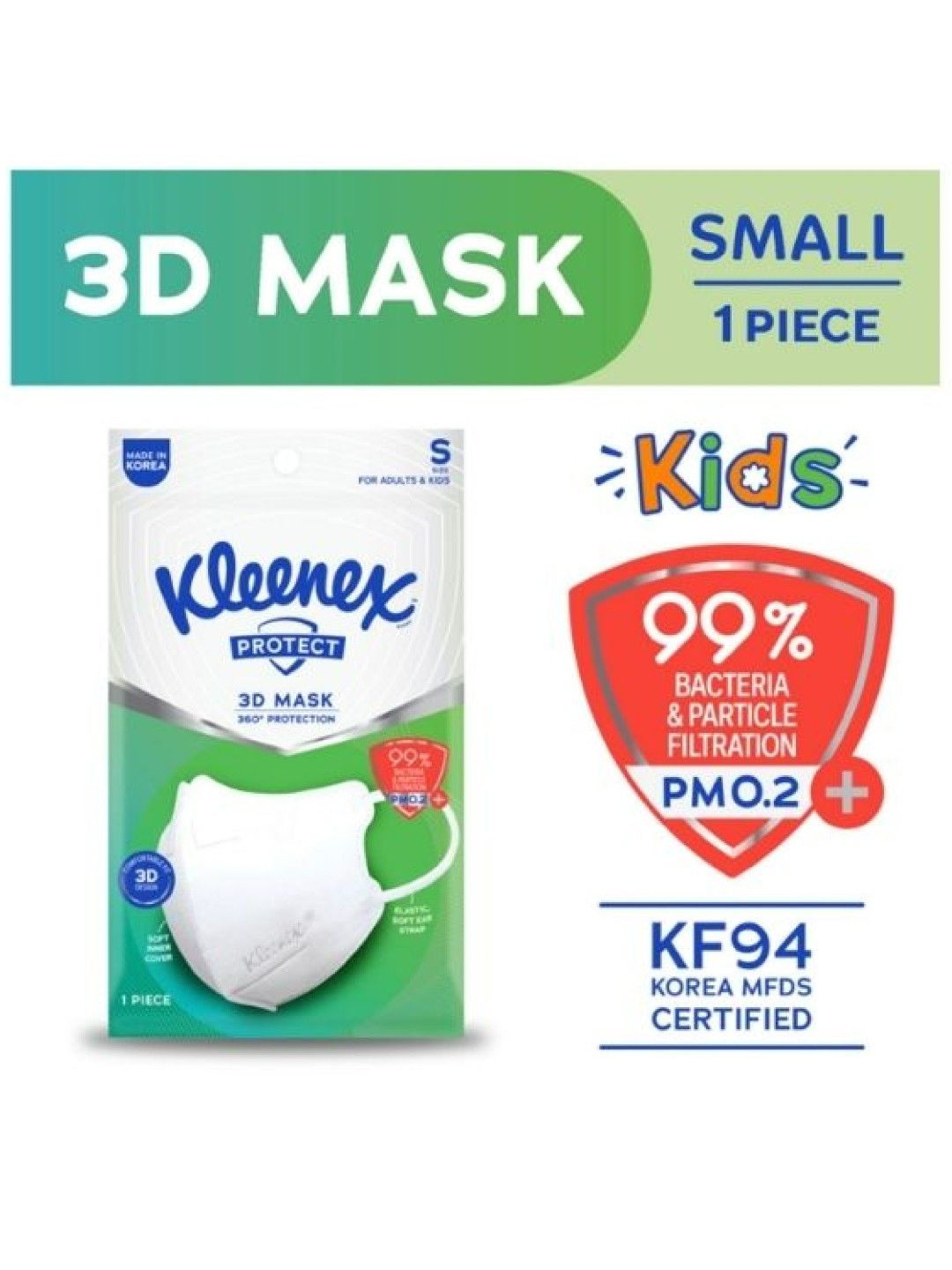 Kleenex Protect 3D Face Mask KF94 Small (1 mask) (No Color- Image 2)