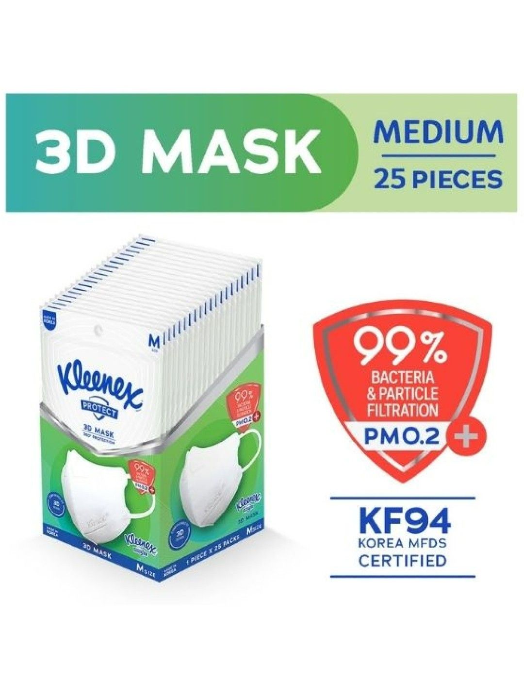 Kleenex Protect 3D Face Mask KF94 Medium 25Packs (25 masks) edamama