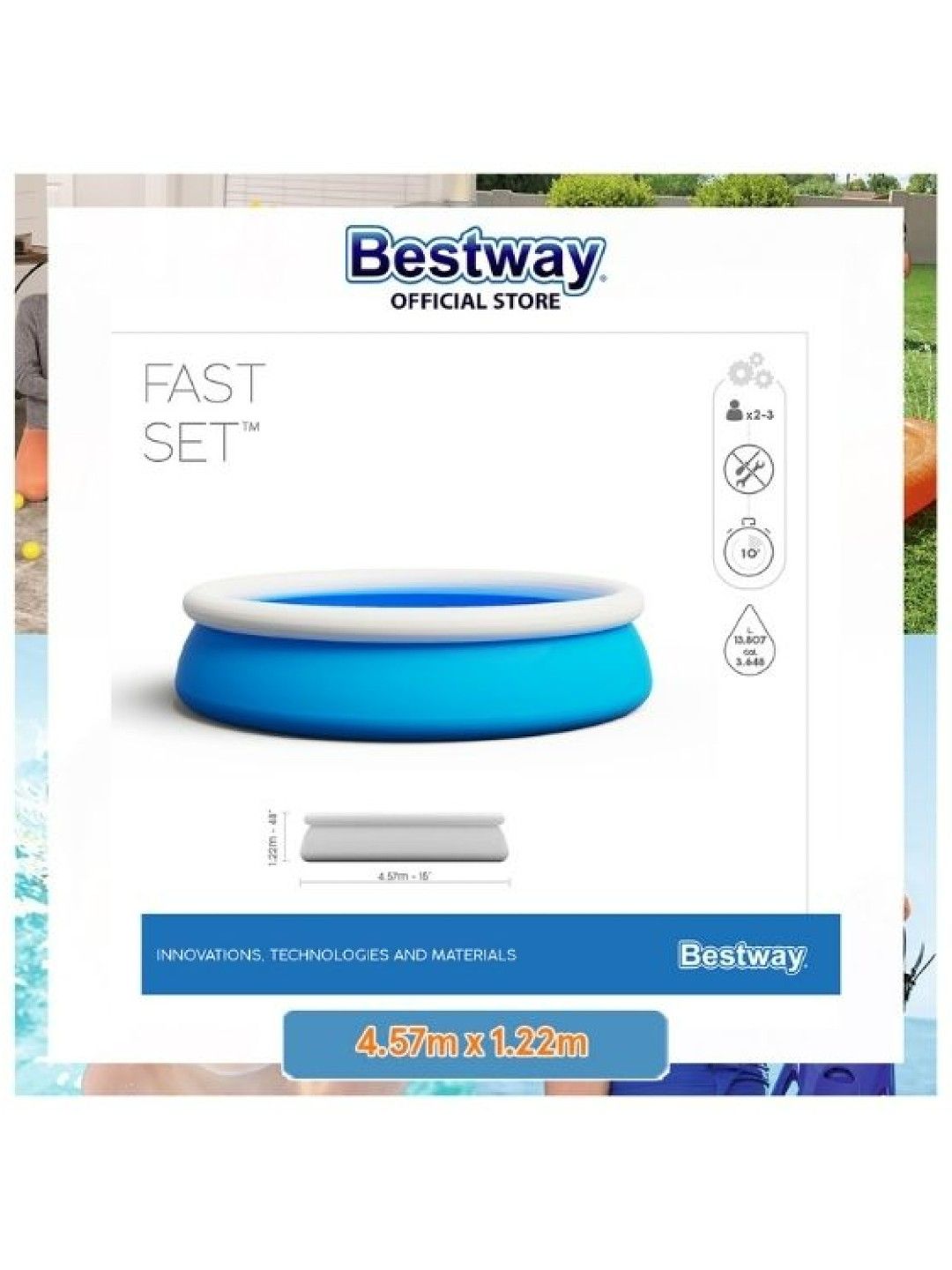 Bestway Fast Set Swimming Pool Set (160in x 48in) (No Color- Image 2)