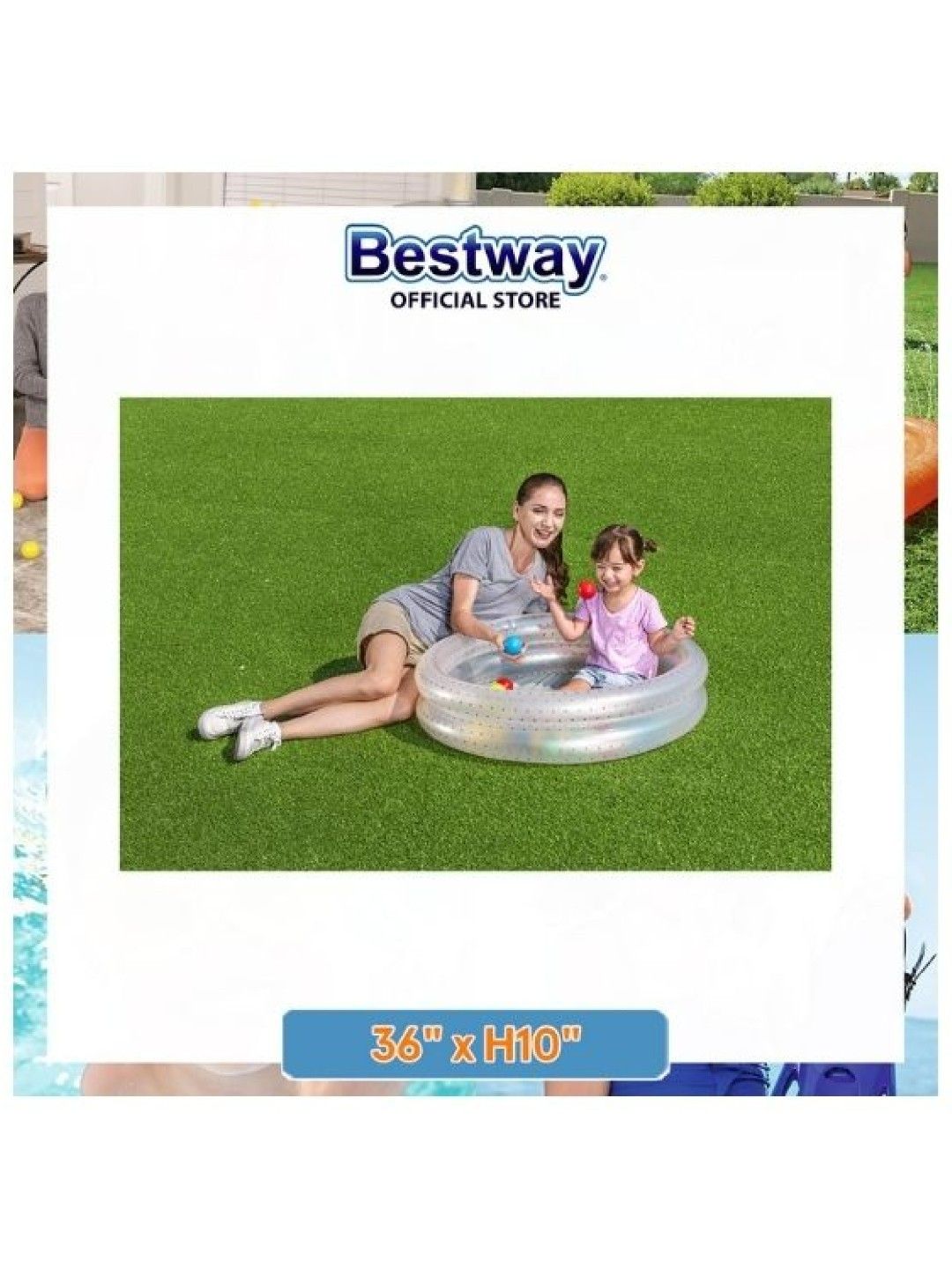 Bestway Up, In & Over 2-Ring Ball Pit Play Pool (36" Diameter x 10in) (No Color- Image 2)
