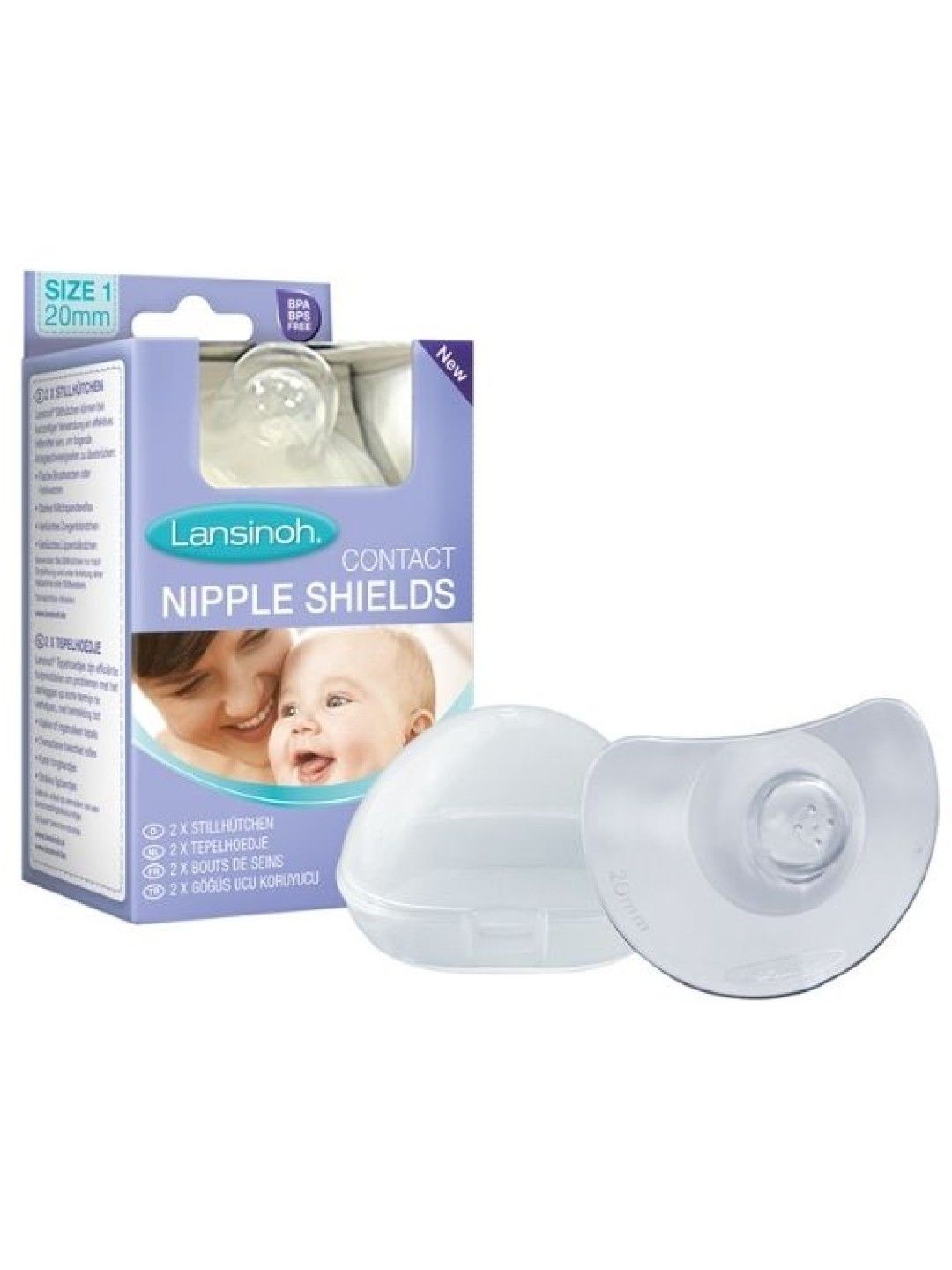 Lansinoh Ultra-thin Super Soft and 100% Flexible Silicone Contact Nipple Shields 20mm (No Color- Image 2)