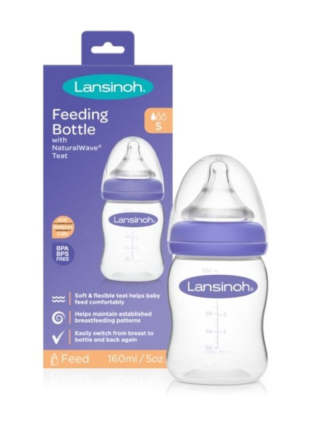 Lansinoh Feeding Bottle with NaturalWave® Teat (160ml) (No Color- Image 2)