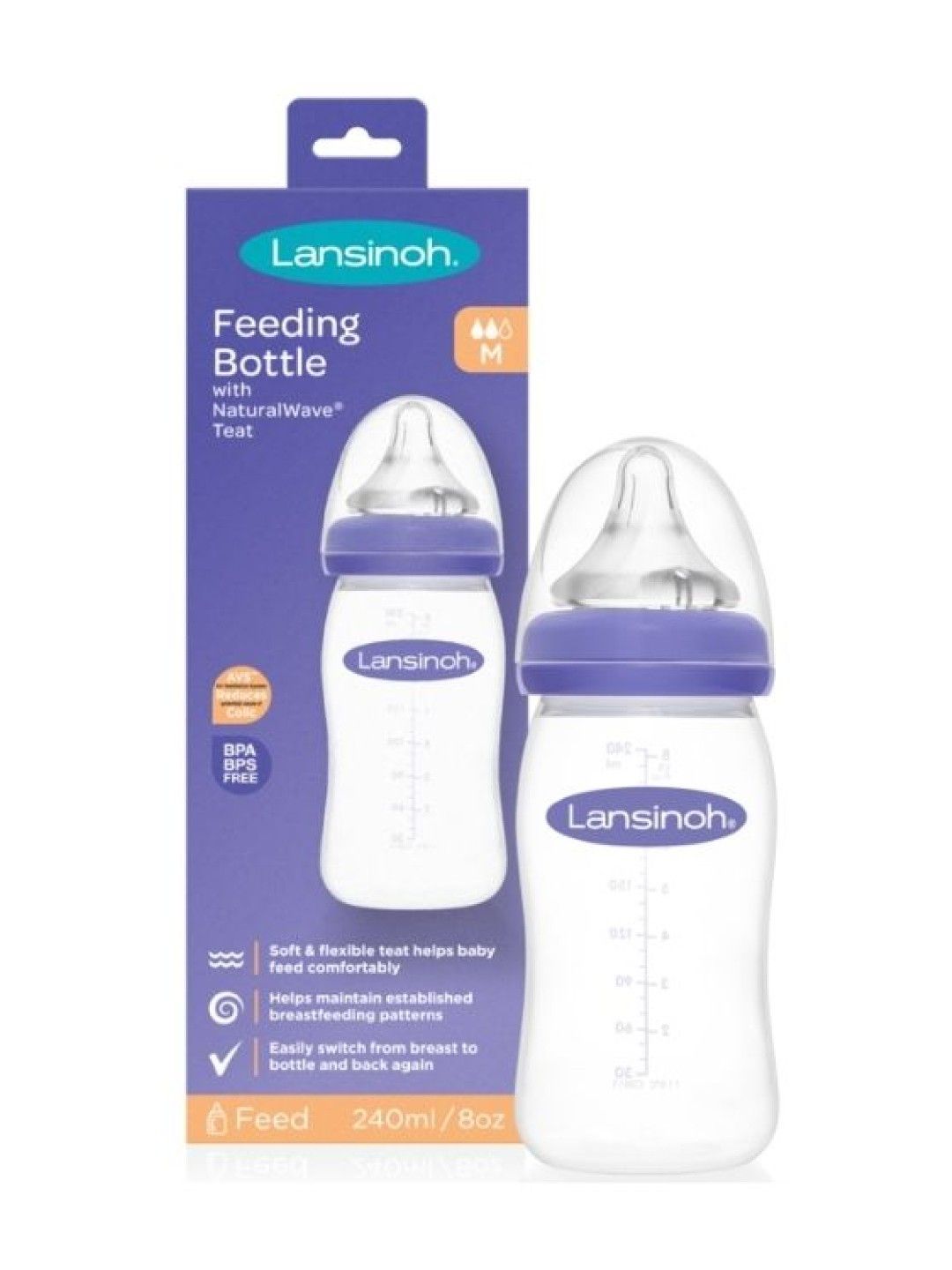 Lansinoh Feeding Bottle with NaturalWave® Teat (240ml) (No Color- Image 2)