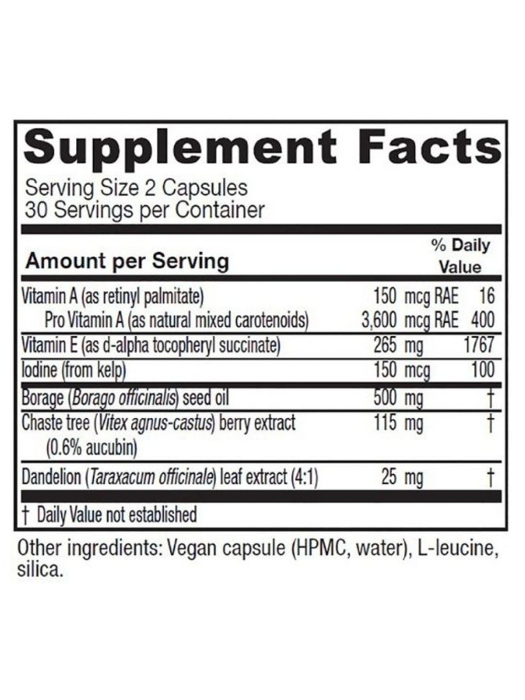 Vitanica Breast Cycle Blend (60 Capsules) (No Color- Image 2)