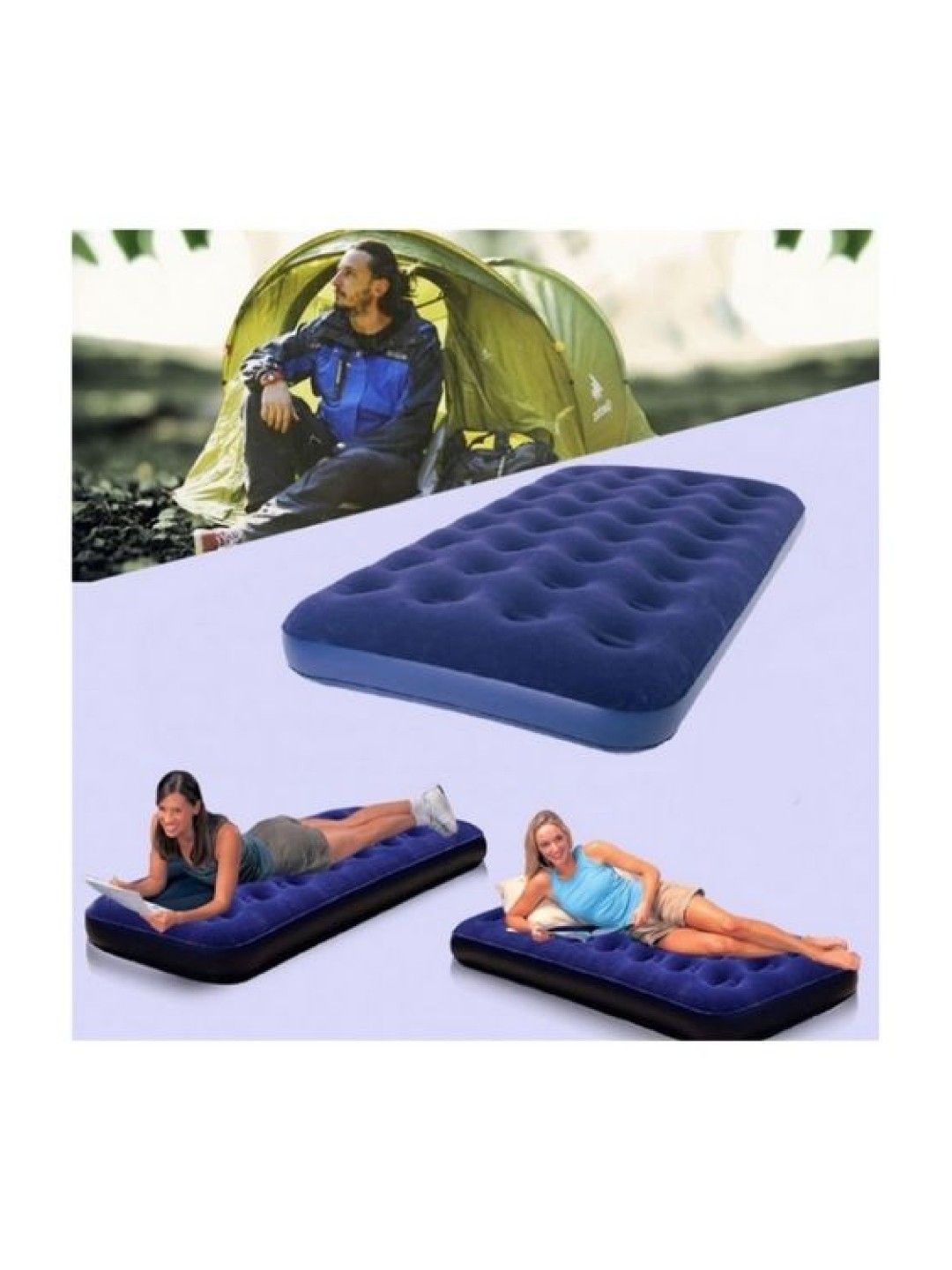 JILONG Twin Size Flocked Coil Beam Air Bed (No Color- Image 2)