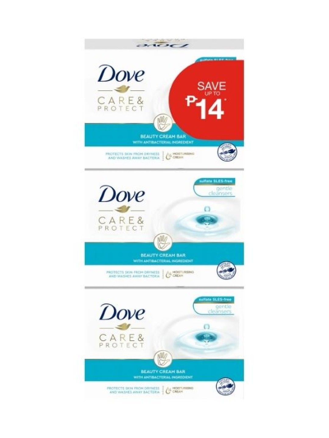 Dove Antibacterial Bar Triple Care & Protect Bundle of 3 (100g) (No Color- Image 2)