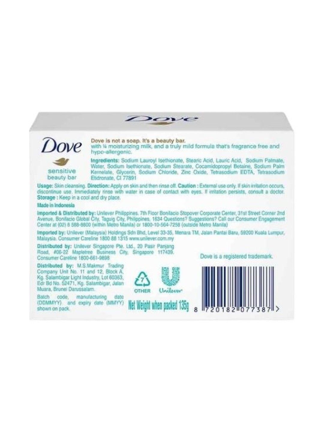 Dove Sensitive Bar (135g) (No Color- Image 2)