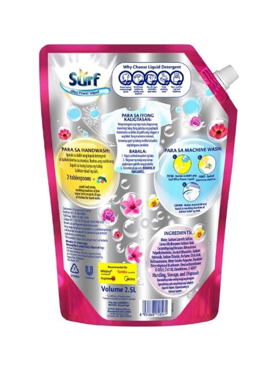 Surf Laundry Liquid Detergent Rose Fresh Pouch (2.5L) (No Color- Image 2)