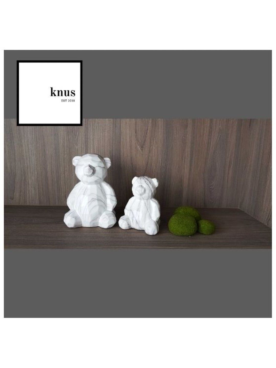 Knus PH Geometric Marble Bear And Son Decor Figurine (Set Of 2) (No Color- Image 2)