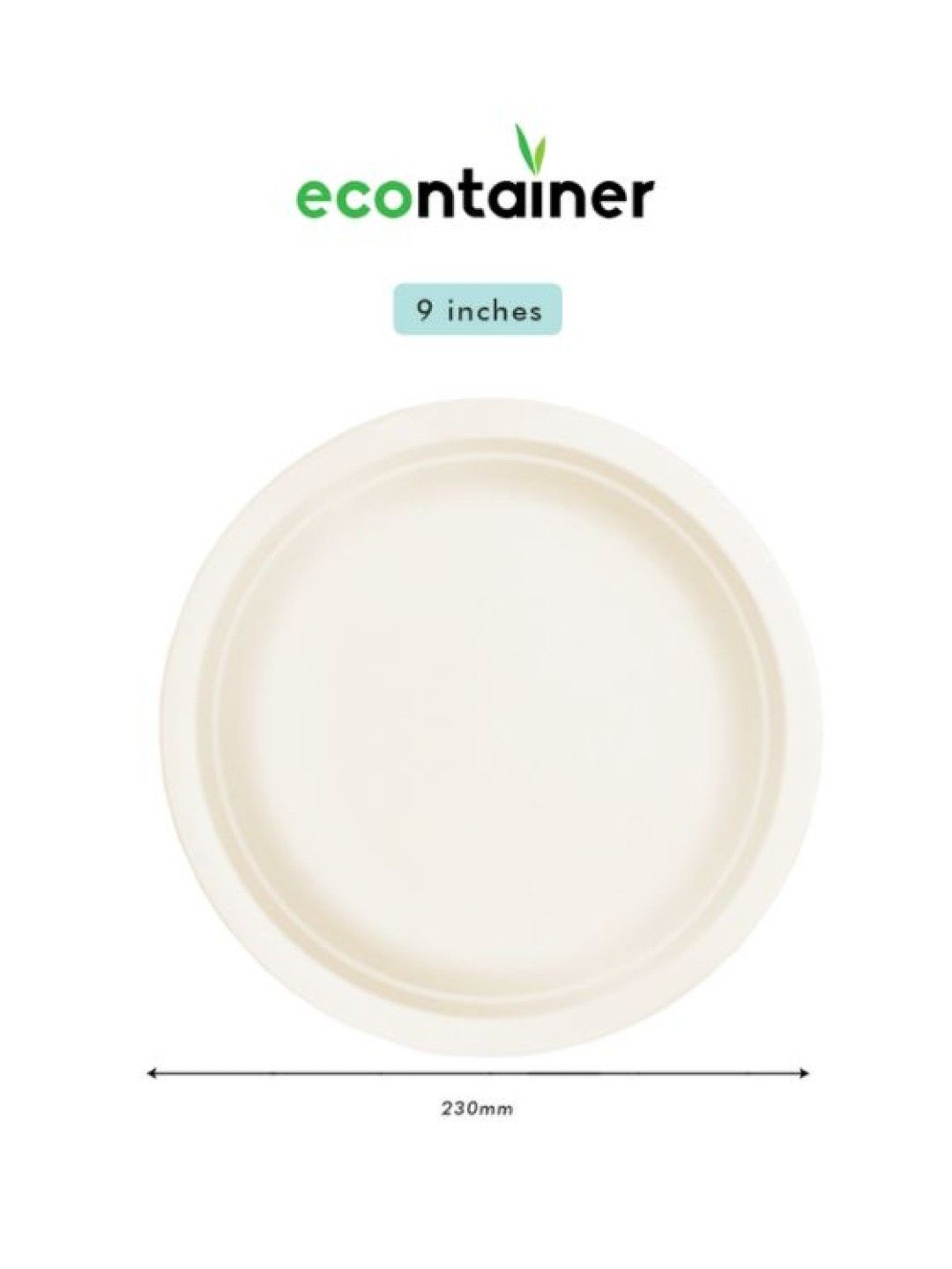 Econtainer Sugarcane Bagasse Plate Compostable and Eco-friendly (7 inches) - Pack of 50 (No Color- Image 2)