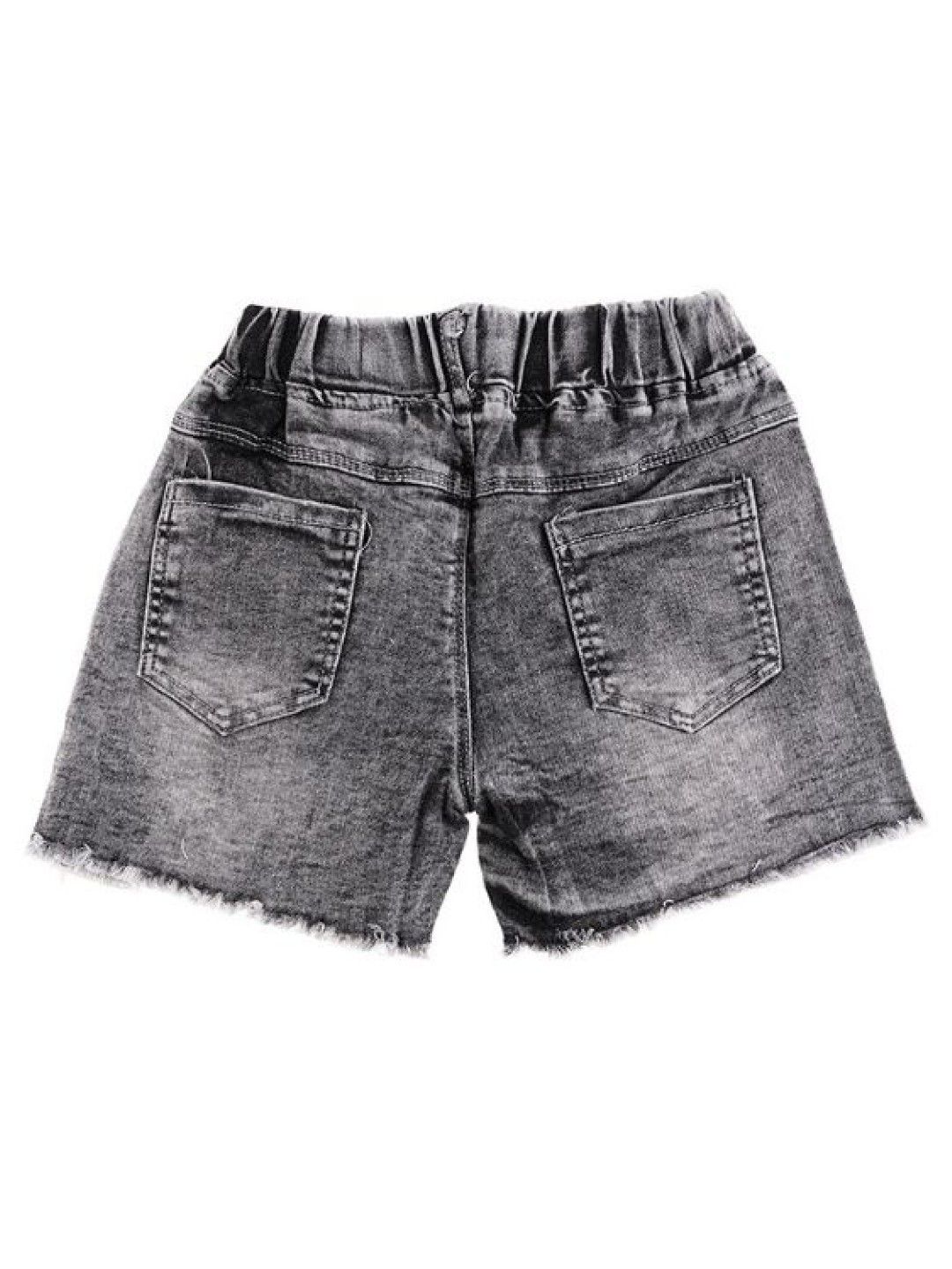 Seams 195 Fun Distressed Hem Denim Shorts with Purse Keychain (Black- Image 2)