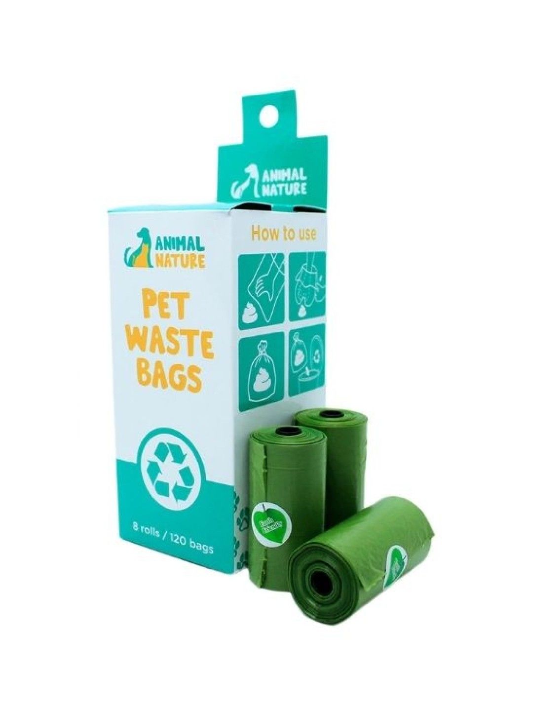 Animal Nature Disposable and Biodegradable Dog Poop Bags (8 Rolls - 120 Bags) (No Color- Image 2)