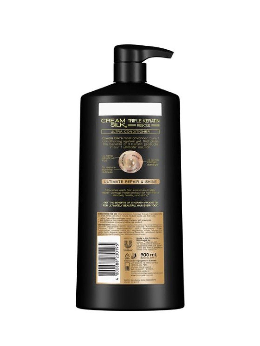 Cream Silk Triple Keratin Rescue Conditioner Ultimate Repair & Shine (900ml) (No Color- Image 2)