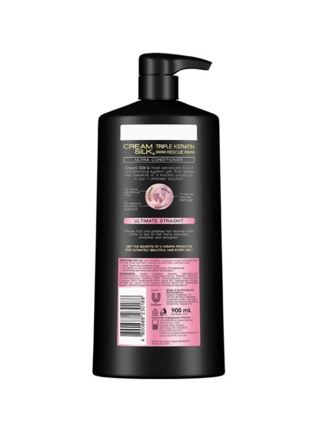 Cream Silk Triple Keratin Rescue Conditioner Ultimate Straight (900ml) (No Color- Image 2)