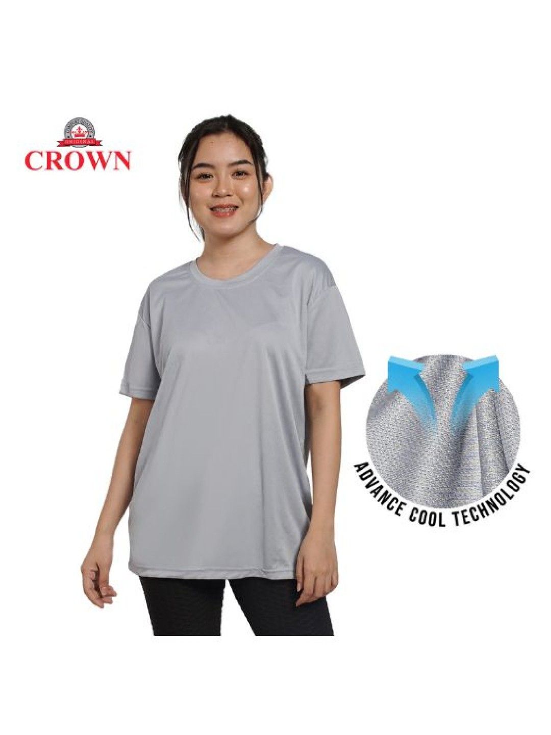 Crown TShirt Ladies Drifit Round Neck (Acid Gray- Image 2)