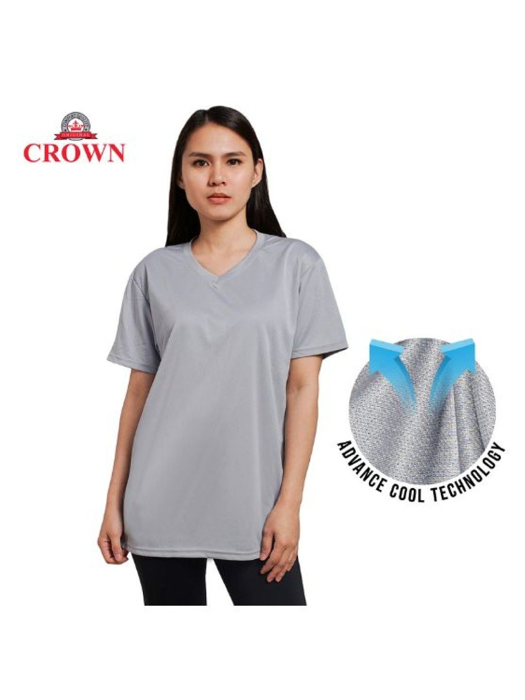 Crown TShirt Ladies Drifit VNeck (Acid Gray- Image 2)