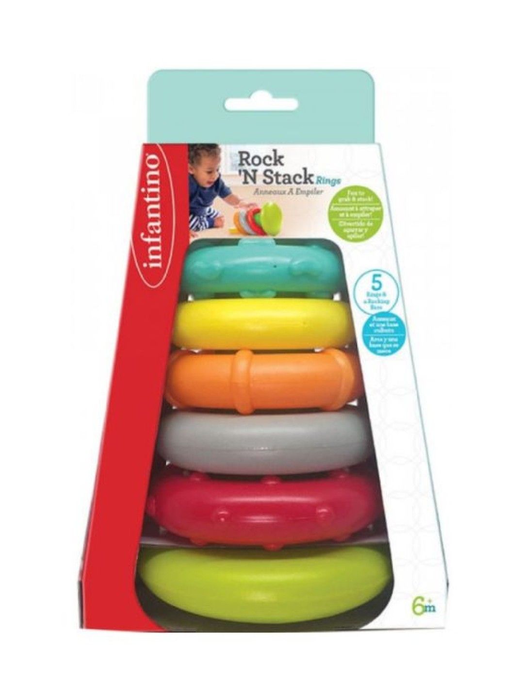 Infantino Rock 'N Stack Rings™ - Developmental Toy (BPA-Free) (No Color- Image 2)