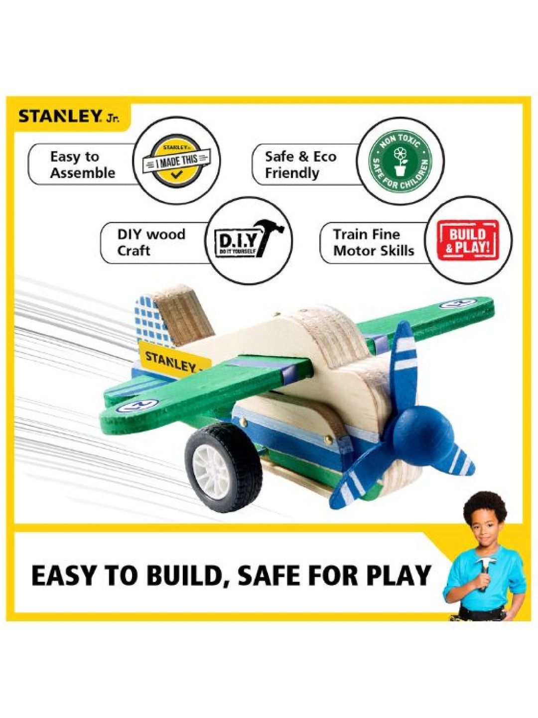 Stanley Stanley Jr. Pull Back Airplane Assembly Kit (Wooden) (No Color- Image 2)