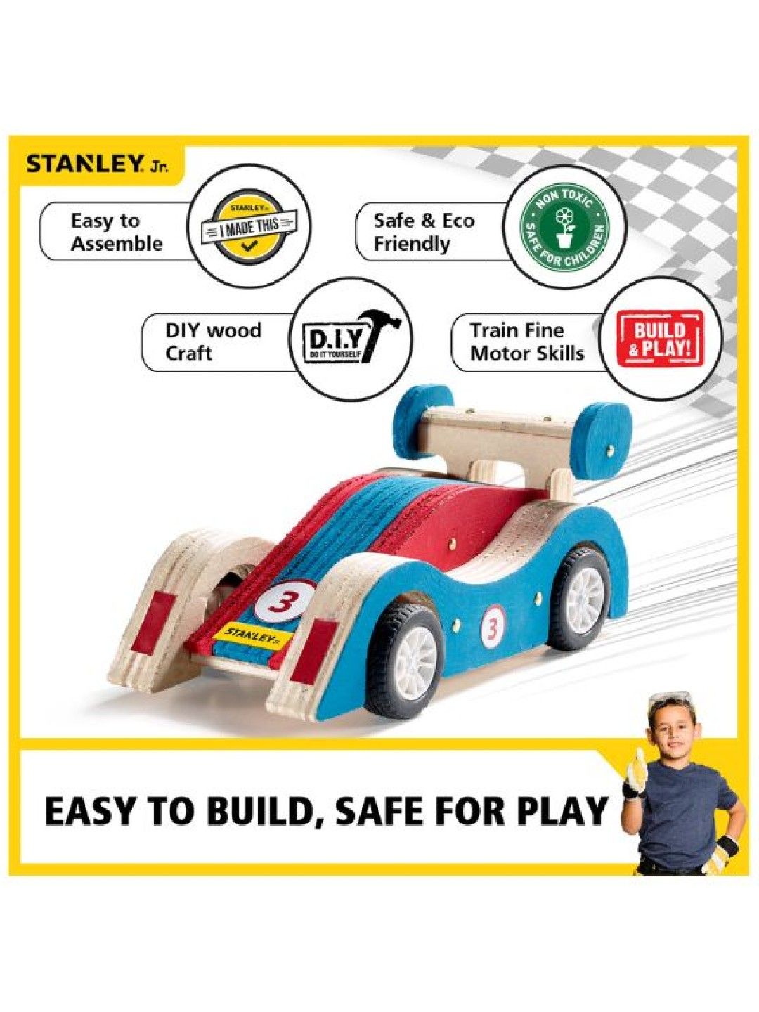 Stanley Stanley Jr. Pull Back Sports Car Assembly Kit (Wooden) (No Color- Image 2)