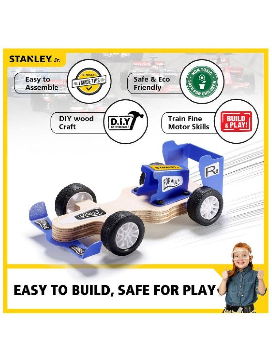 Stanley Stanley Jr. Mini Formula Racing Car Assembly Kit (Wooden) (No Color- Image 2)