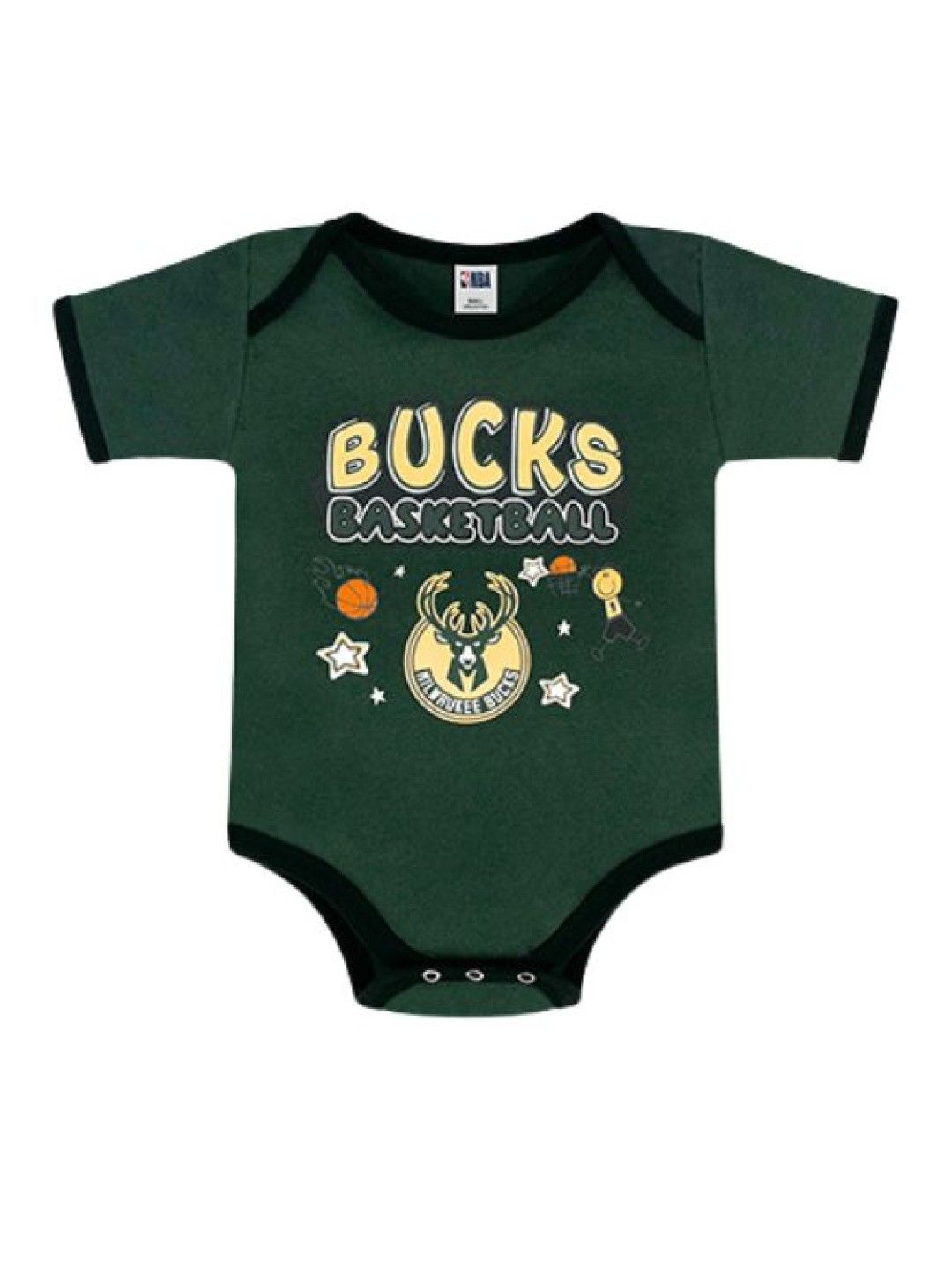 NBA Short Sleeve Bodysuit, Cap and Booties Set (Bucks- Image 2)