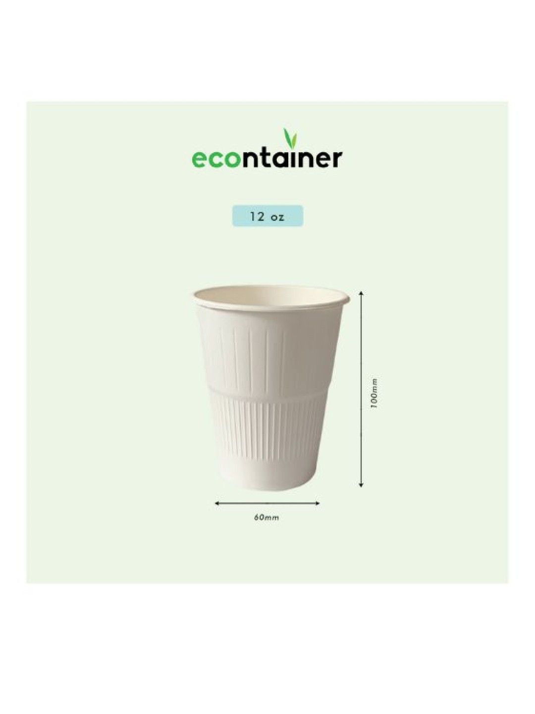 Econtainer Sugarcane Bagasse Coffee Cup without Lid (12oz) Eco-friendly - Pack of 50 (No Color- Image 2)